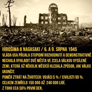 6. srpna to bude 80 let, kdy USA svrhly atomovou bombu na HIROŠIMU, připomeneme to na Letné, letenské schody - od Čehova mostu v 19 hodin