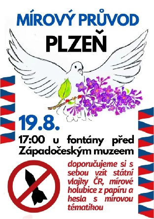 Mírový průvod Plzeň 19.8.2026 od 17:00 hodin